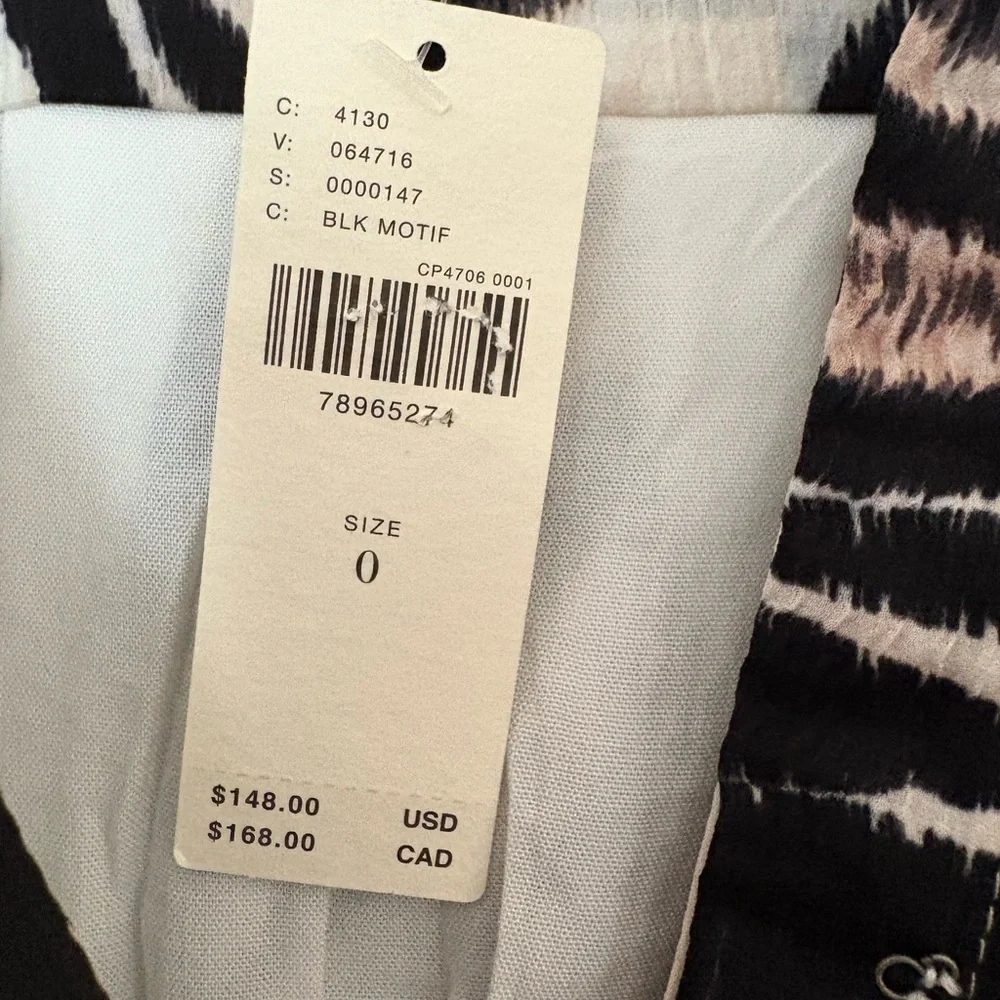 NWT Anthropologie Graphic Print Mini Wrap Dress Zebra Print Long Sleeve Size 0 - Picture 6 of 6